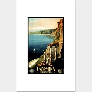 TAORMINA Italia Sicily Seaside Vintage Italian Travel Posters and Art